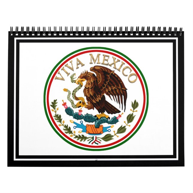 Viva Mexiko Mexikanska Flagga Icon w/ Guld Text Kalender (Omslag)