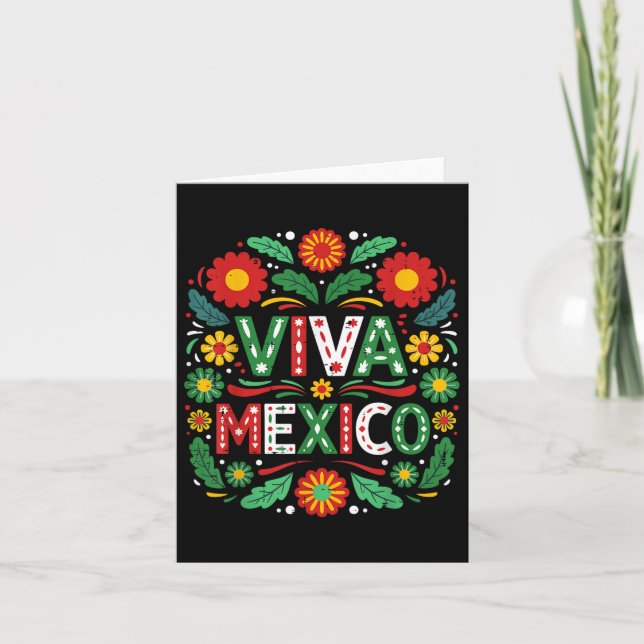 Viva Mexiko Mexikanska Independence day Blommigt M Kort (Framsida)