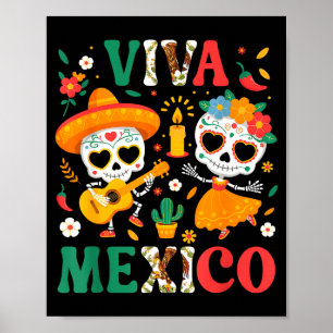 Viva mexiko självständighetsdag mexikansk flagga f poster