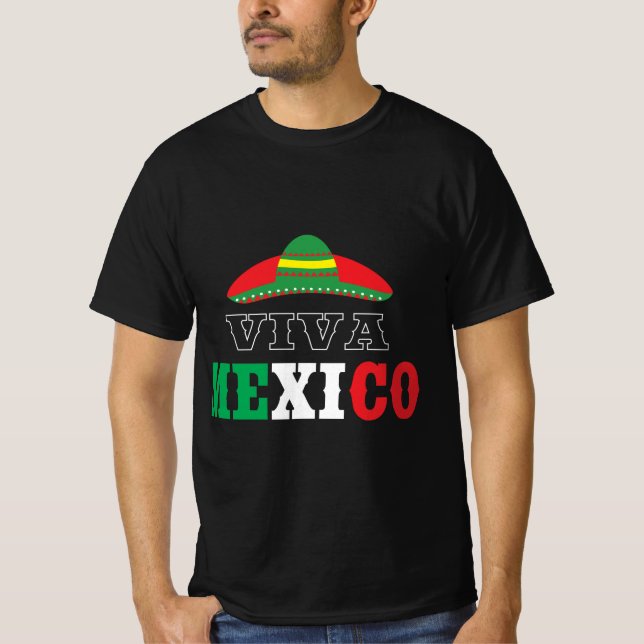 Viva Mexiko Sombrero Firande Design T Shirt (Framsida)