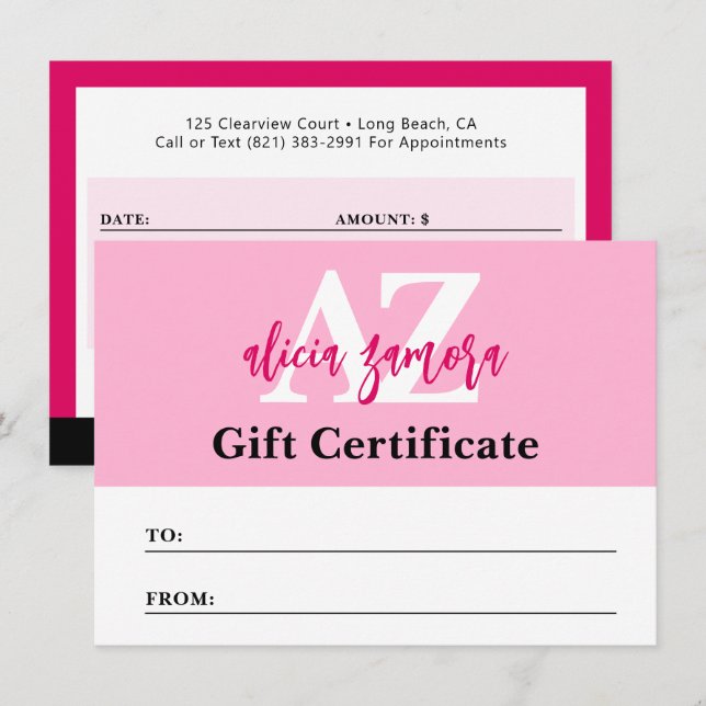 Viva Modern Magenta Mode Gift-kort Inbjudningar (Fram/baksida)