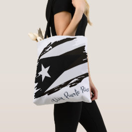 Viva Puerto Rico Black and White Flagga Tygkasse