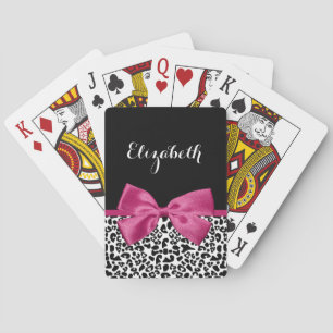 Vivaciär Mörk Rosa Bleopard Skriv ut med Namn Casinokort