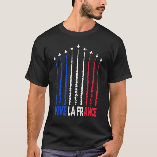 Vive La Frankrike Bastille Day Party Flagga Fête N T Shirt (Framsida)