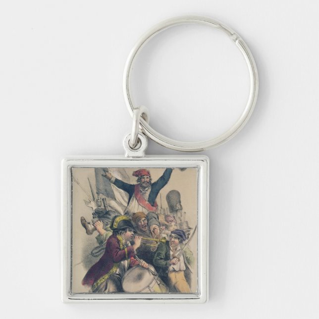 Vive la Republique, 1848 Fyrkantig Silverfärgad Nyckelring (Framsidan)