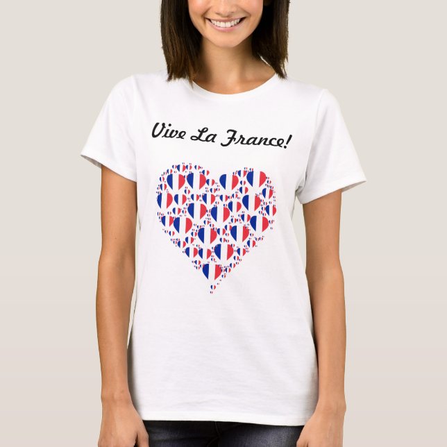 Vive Lafrankriken älskar jag frankrikeflaggahjärta T-shirt (Framsida)
