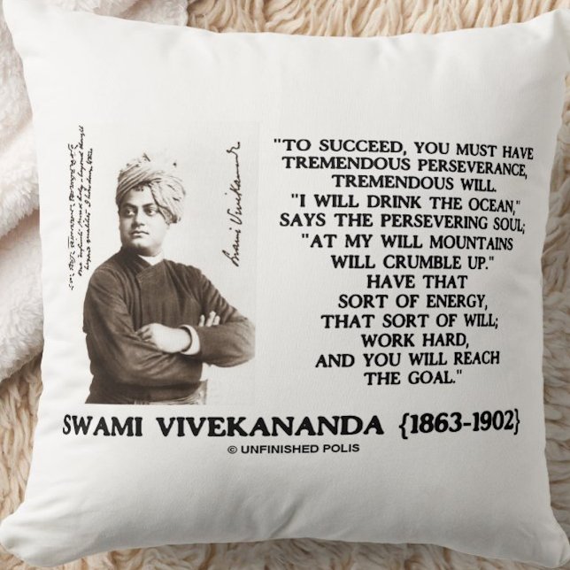 Vivekananda För att lyckas Ha Uthållighet Vilja Må Kudde (Timeless inspirational quote on success, perseverance, & energy from Swami Vivekananda)