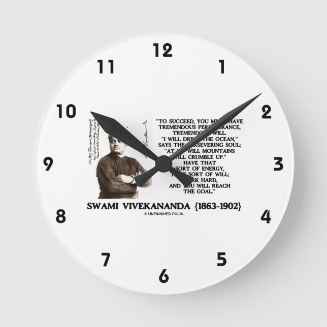 Vivekananda För att lyckas Ha Uthållighet Vilja Må Rund Klocka (Framsida)
