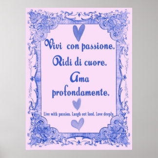 Vivi Con Passione Italiana Wisdom Poster