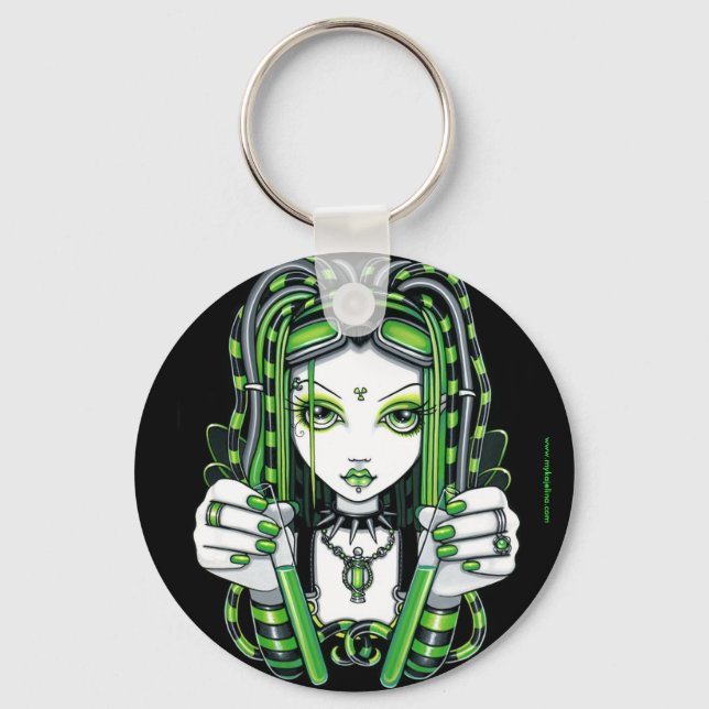 "Vivian" Cybergoth Mörk Industrial Fairy Keychain Nyckelring (Framsida)