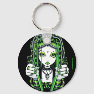 "Vivian" Cybergoth mörka industriella felika Nyckelring