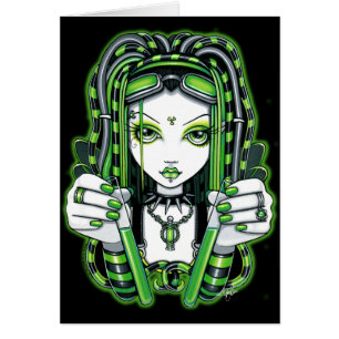 "Vivian" Cybergoth mörkt industriellt Fae kort