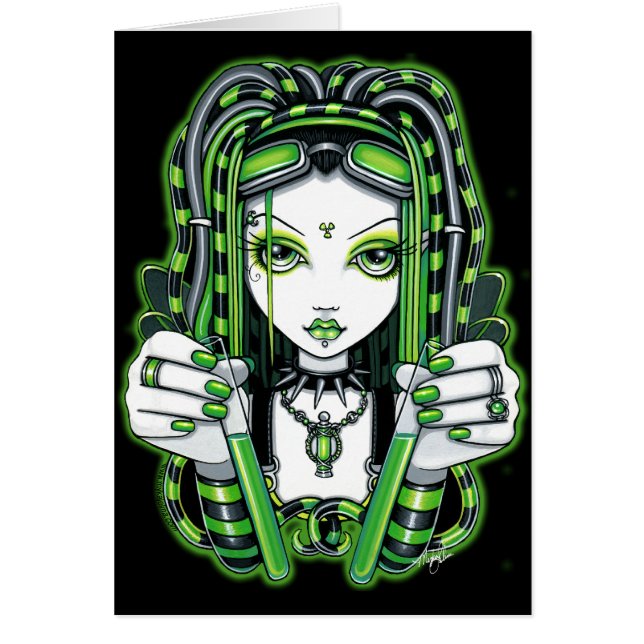 "Vivian" Cybergoth mörkt industriellt Fae kort (Framsidan)