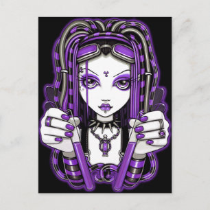 "Vivian" Lila Cyber Goth Änglaliknande Konst Postk Vykort