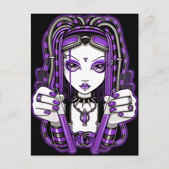 "Vivian" Lila Cyber Goth Änglaliknande Konst Postk Vykort (Framsida)