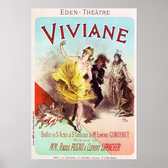 VIVIANE Eden Theater Old Fransk Ballet Dance Opera Poster (Framsidan)