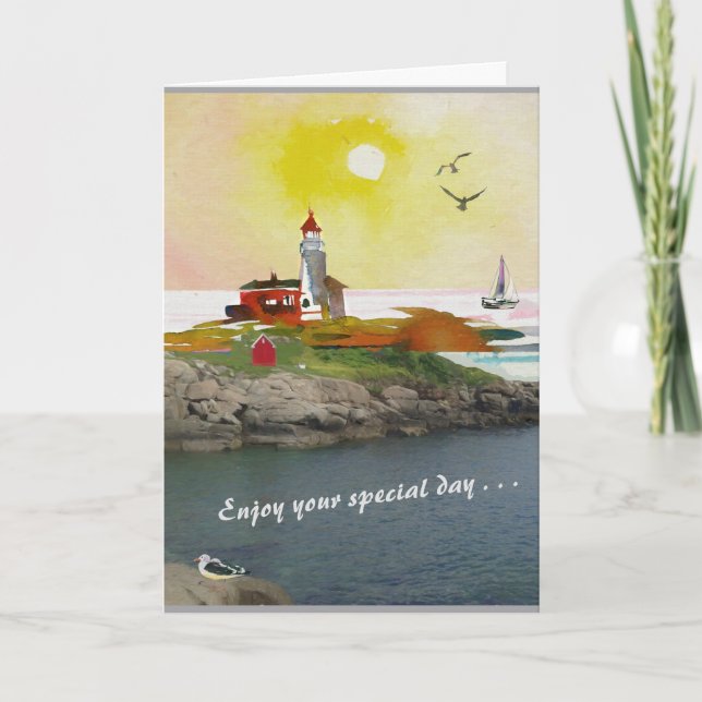 Vivian's Shop - The Lighthouse Birthday Card Kort (Framsida)