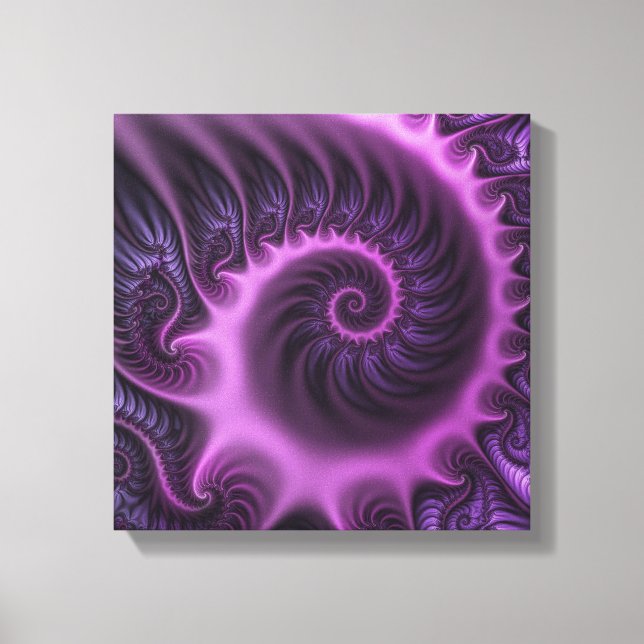 Vivid Abstrakt Coola Rosa Lila Fractal Art Spiral Canvastryck (Framsida)