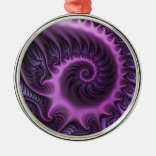 Vivid Abstrakt Coola Rosa Lila Fractal Art Spiral Julgransprydnad Metall