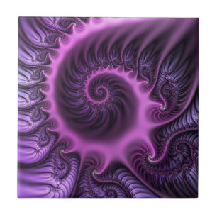 Vivid Abstrakt Coola Rosa Lila Fractal Art Spiral Kakelplatta