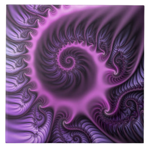 Vivid Abstrakt Coola Rosa Lila Fractal Art Spiral Kakelplatta