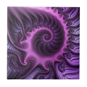 Vivid Abstrakt Coola Rosa Lila Fractal Art Spiral Kakelplatta