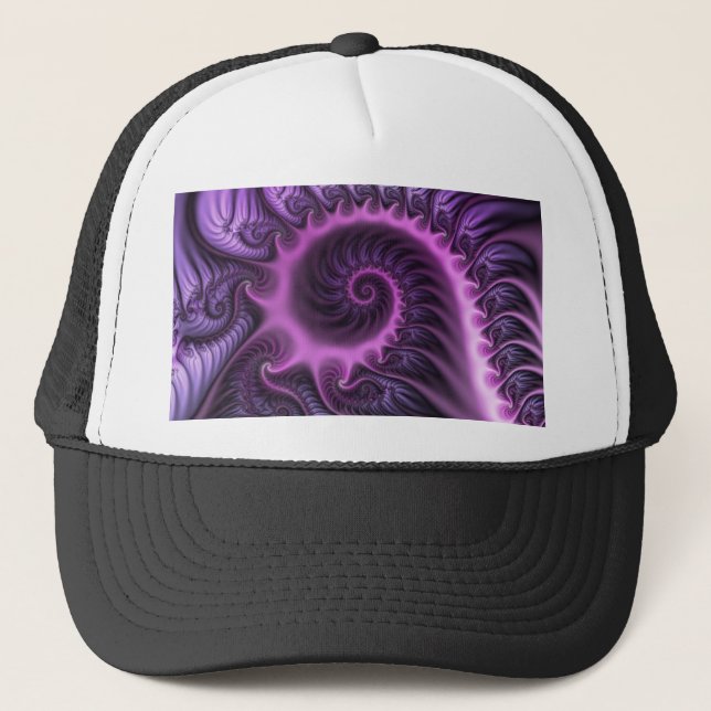 Vivid Abstrakt Coola Rosa Lila Fractal Art Spiral Keps (Framsida)