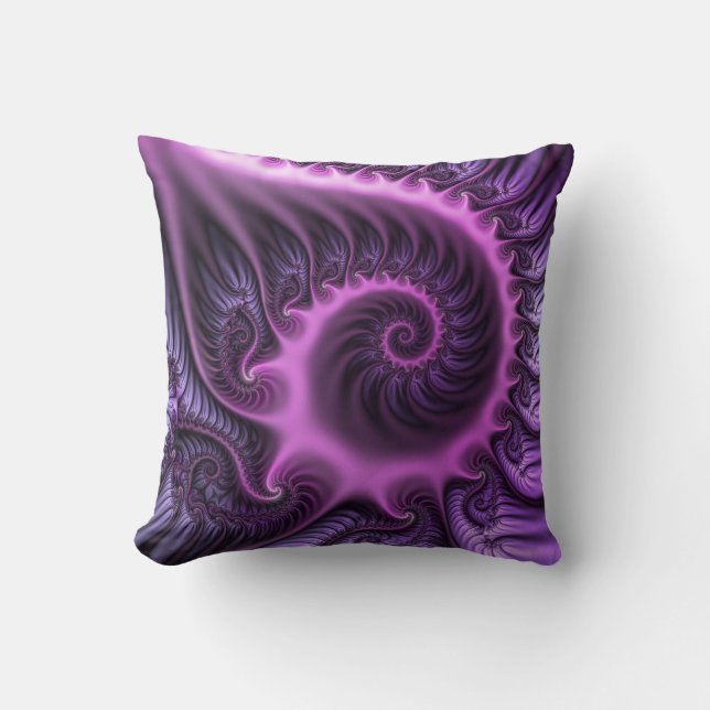Vivid Abstrakt Coola Rosa Lila Fractal Art Spiral Kudde (Framsida)