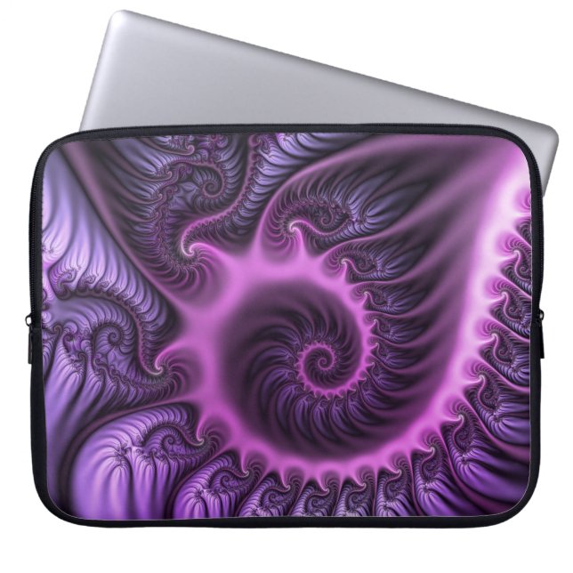 Vivid Abstrakt Coola Rosa Lila Fractal Art Spiral Laptop Fodral (Framsidan)