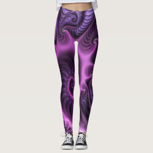 Vivid Abstrakt Coola Rosa Lila Fractal Art Spiral Leggings