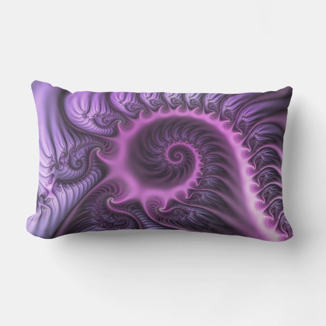 Vivid Abstrakt Coola Rosa Lila Fractal Art Spiral Lumbarkudde (Framsida)