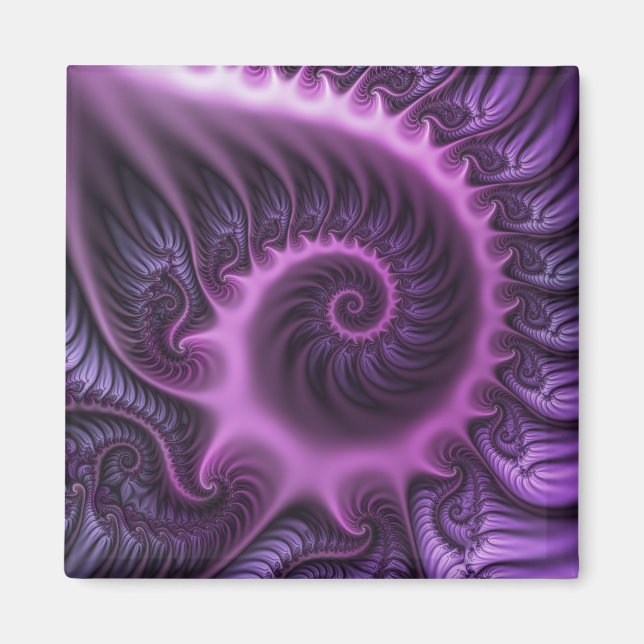 Vivid Abstrakt Coola Rosa Lila Fractal Art Spiral Magnet (Framsidan)