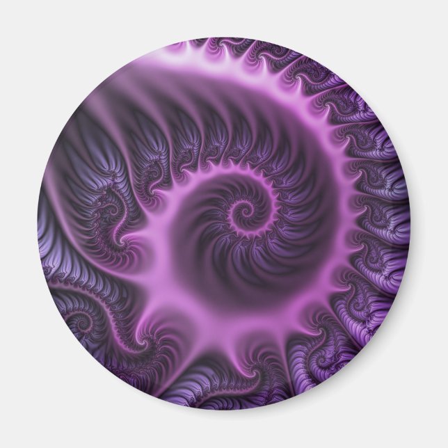 Vivid Abstrakt Coola Rosa Lila Fractal Art Spiral Magnet (Framsidan)