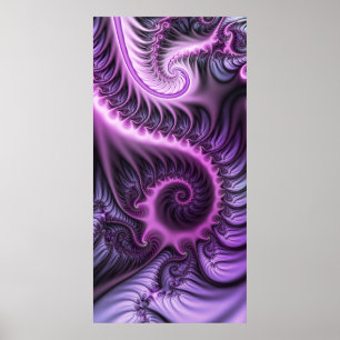 Vivid Abstrakt Coola Rosa Lila Fractal Art Spiral Poster