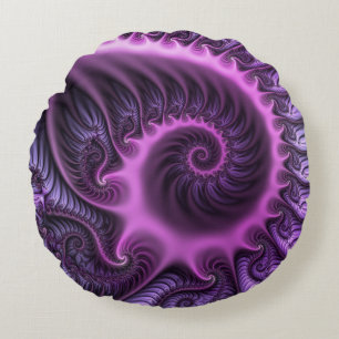 Vivid Abstrakt Coola Rosa Lila Fractal Art Spiral Rund Kudde
