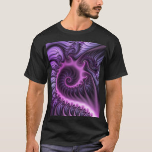 Vivid Abstrakt Coola Rosa Lila Fractal Art Spiral T Shirt