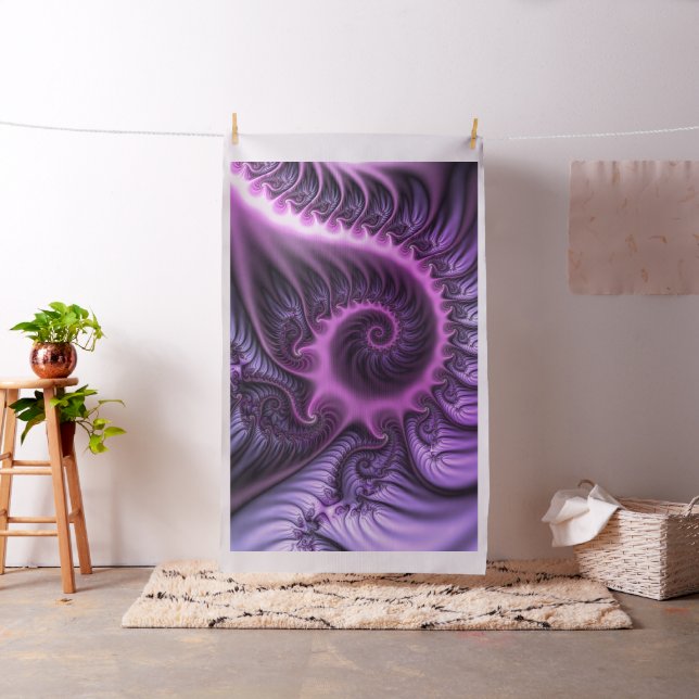 Vivid Abstrakt Coola Rosa Lila Fractal Art Spiral Tyg (In Situ)