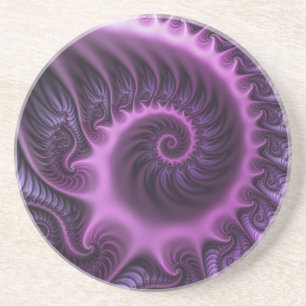 Vivid Abstrakt Coola Rosa Lila Fractal Art Spiral Underlägg