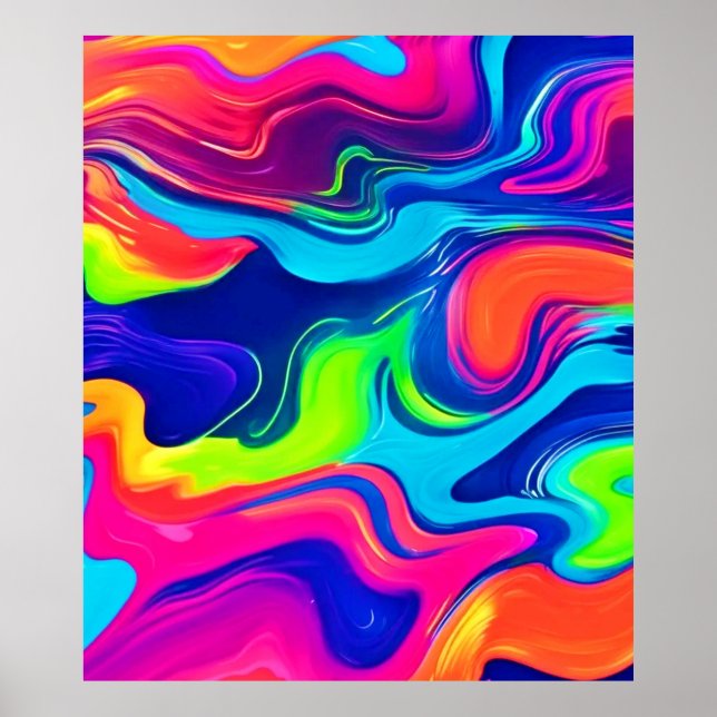 Vivid Abstrakt Färg Vinkar Art Poster (Framsidan)