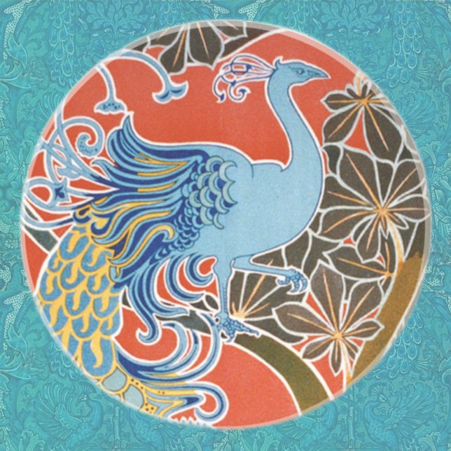 Vivid Art nouveau Peacock Underlägg Sandsten (Skapare uppladdad)
