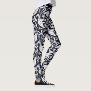 Vivid Black & White Abstrakt Yoga Byxor Leggings