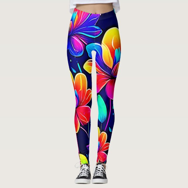 Vivid Blommigt Bouquet Leggings (Framsida)