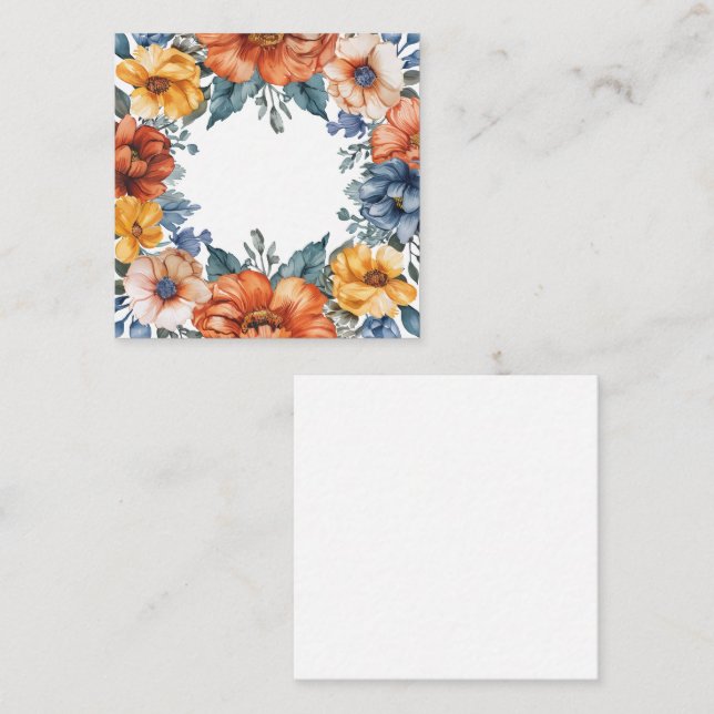 Vivid Blommigt Watercolor Ram Anteckningskort (Fram/baksida)