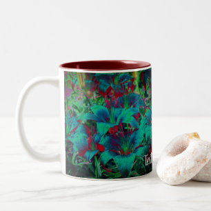 Vivid Blue Lily Flowers Personlig Två-Tonad Mugg