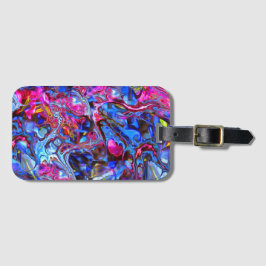 Vivid Blue - och Shock rosa Marble Swirl Luggage T Bagagebricka
