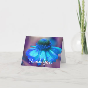 Vivid Blue Zinnia-Abstraktens Blommigt Tack för ko Kort