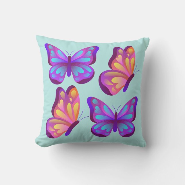 Vivid Butterfly Pop Pillow Kudde (Framsida)