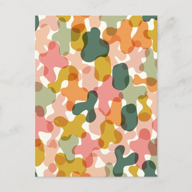 Vivid Camo Blobs Pillow Vykort (Framsida)