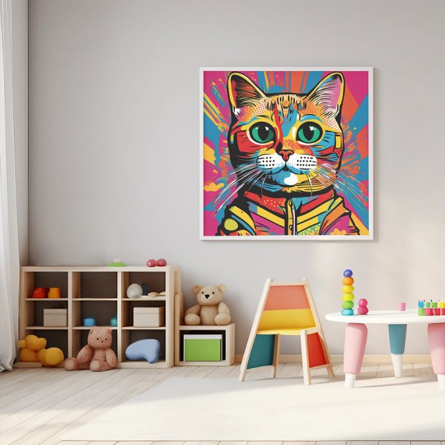 "Vivid Cat Art - Färgt Kattdjur Ansikte" Poster (Skapare uppladdad)