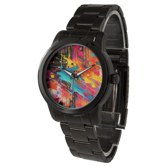 Vivid Chaos Stänk Graffiti Armbandsur (Vinklad)